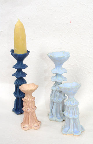 Medium Candle Holder in Indigo by Ashley Brazil