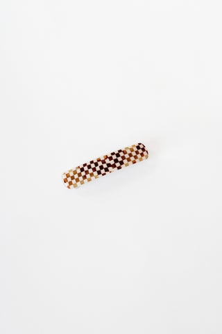 No. 3 Heirloom Barrette in Tortoise Checker