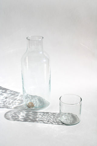 Hand Blown Glass Carafe + Cup in Clear