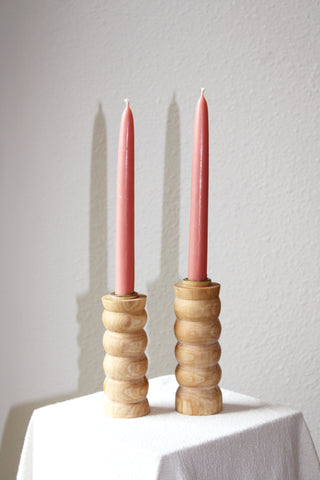 Curvy Wooden Candle Holder Set