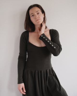 Emma Rothkopf Pina Scoop Neck Dress in Charcoal