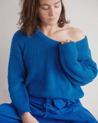 Emma Rothkopf Harbor Scoop Sweater in Cobalt