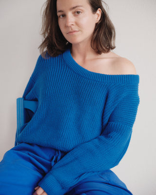 Emma Rothkopf Harbor Scoop Sweater in Cobalt