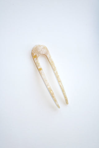 French Hair Pin in Sea Shell Checker