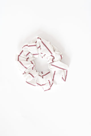 Gil Rodriguez Poplin Scrunchie in Burgundy Stripe