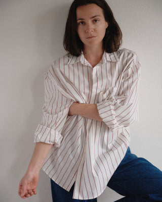 Gil Rodriguez Big Button Up in Burgundy Stripe