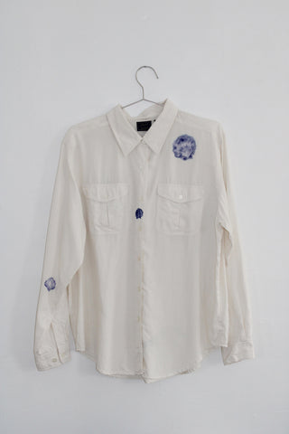 Hand Painted Vintage silk shirt # 4 Mermaid+Shell