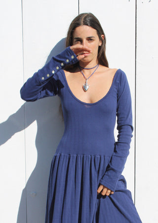 Emma Rothkopf Pina Scoop Neck Dress in Navy