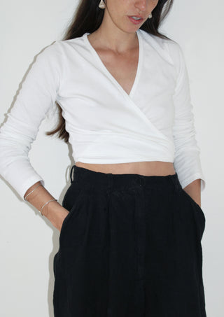 Gil Rodriguez Sarita Wrap Top in White