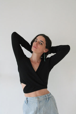 Gil Rodriguez Sarita Wrap Top in Black