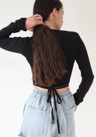 Gil Rodriguez Sarita Wrap Top in Black