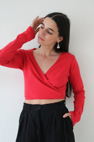 Gil Rodriguez Sarita Wrap Top in Tomate