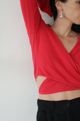 Gil Rodriguez Sarita Wrap Top in Tomate
