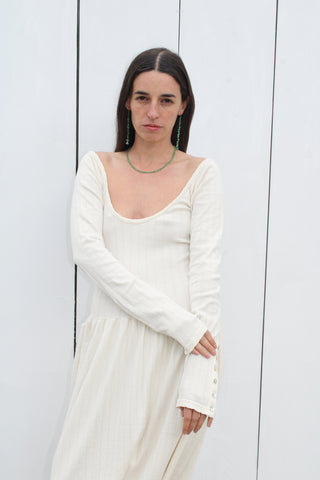 Emma Rothkopf Pina Scoop Neck Dress in Cream Pointelle