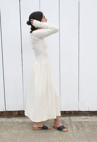 Emma Rothkopf Pina Scoop Neck Dress in Cream Pointelle