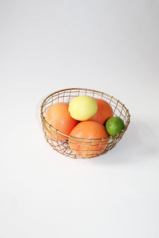 Medium Round Wire Basket in Brass