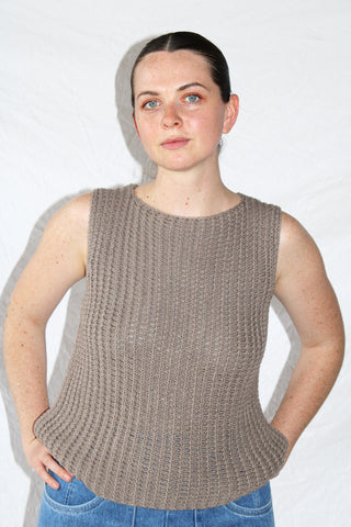 Emma Rothkopf Orla Knit Shell in Stone