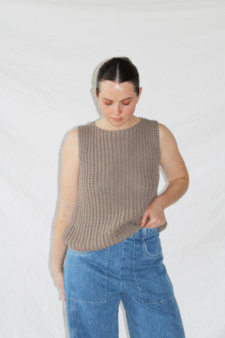 Emma Rothkopf Orla Knit Shell in Stone