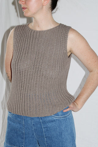 Emma Rothkopf Orla Knit Shell in Stone