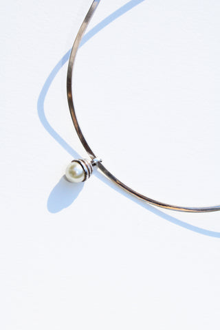 Vintage Pearl drop on Silver Collar