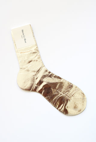 Ribbed Laminated Sock by Maria La Rosa in Platino