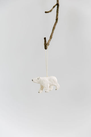 Paper Mache Polar Bear Ornament