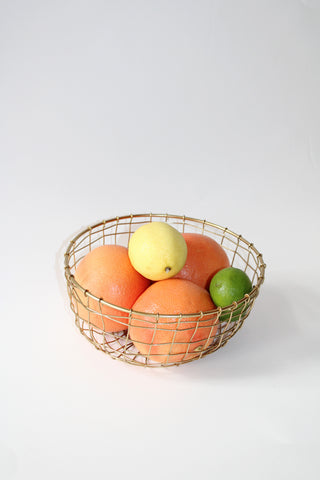 Medium Round Wire Basket in Brass