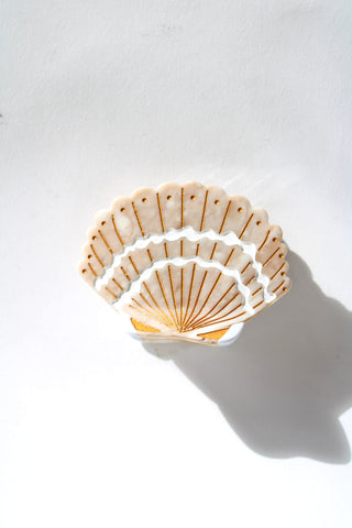 Hand-Painted Seashell Claw Hair Clip in Golden Sand