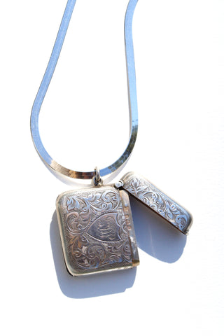 Vintage Engraved Secret Box Pendant