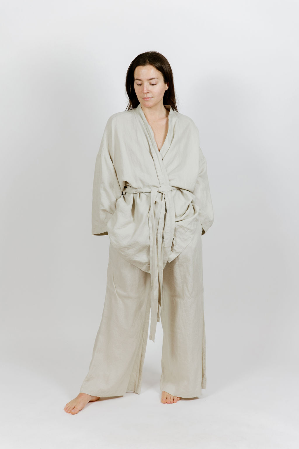 Sunday Morning Naoko Linen Kimono Sleepwear Set