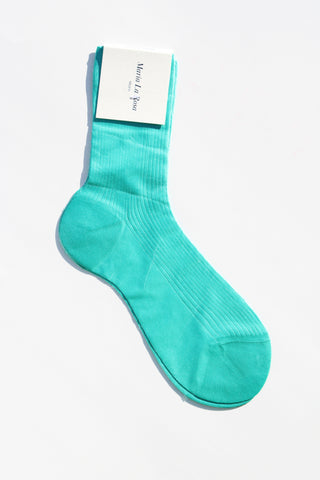 Ribbed Laminated Sock by Maria La Rosa in Turchino