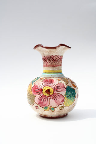 Vintage Hand Painted floral Italian vase # 4