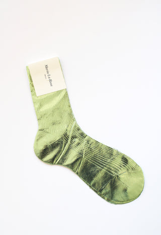 Ribbed Laminated Sock by Maria La Rosa in Verdino