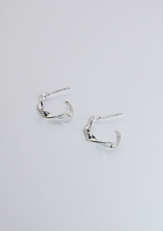 Twisted Hoop Silver Earrings