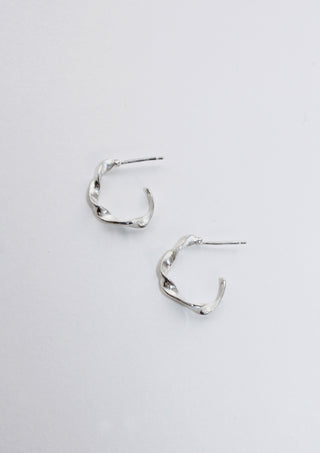 Twisted Hoop Silver Earrings